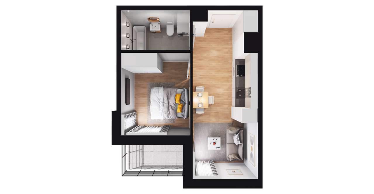 2-pokojowe mieszkanie 33m2 + balkon Bez Prowizji - Pełny obrazek: 3/9