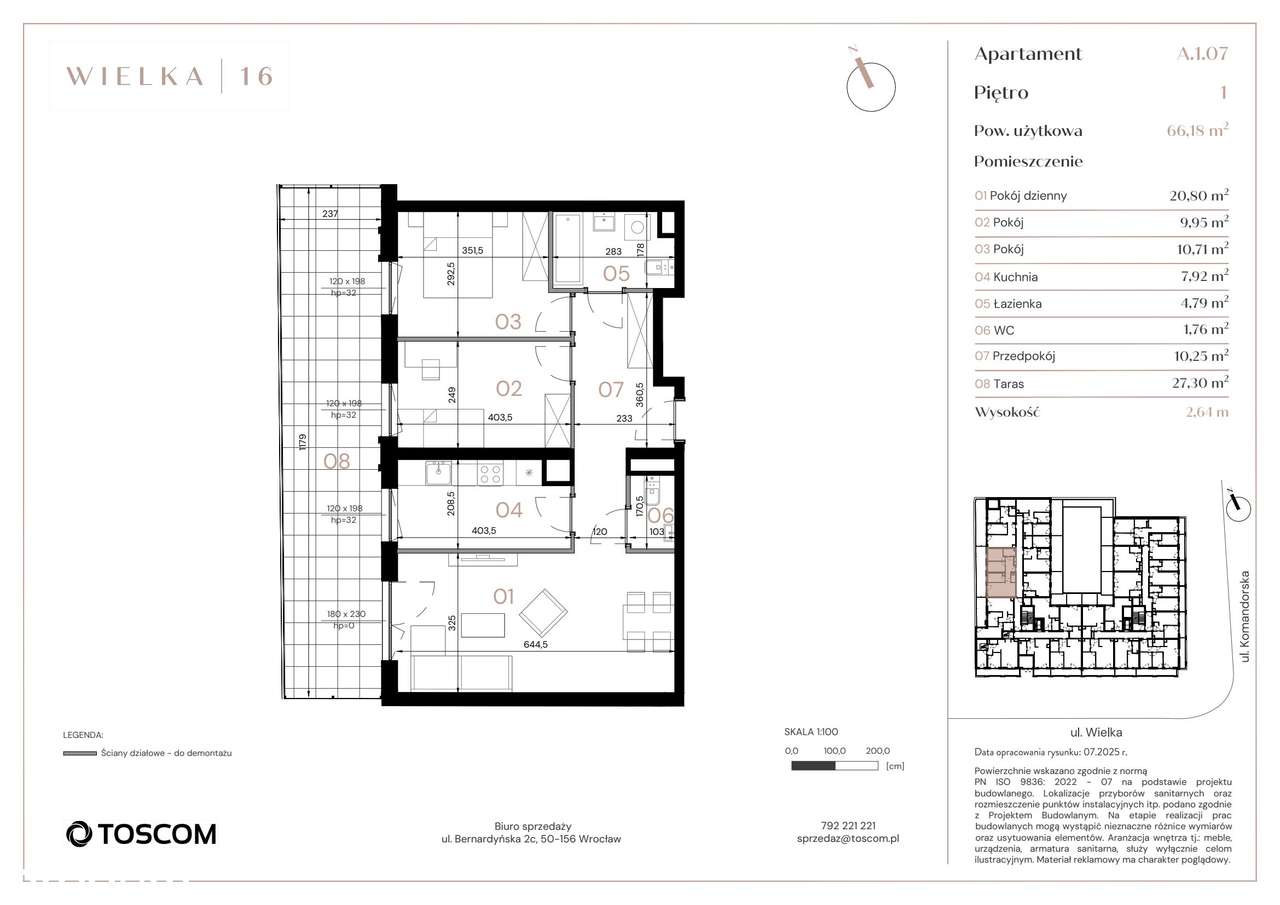 3-pokojowe mieszkanie 66m2 + taras Bez Pośredników - Pełny obrazek: 2/7