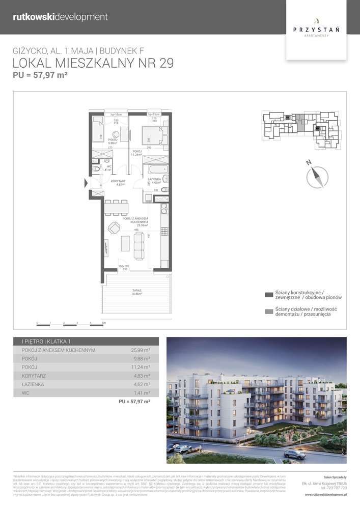3-pokojowe mieszkanie 57m2 + taras Bezpośrednio - Pełny obrazek: 2/4