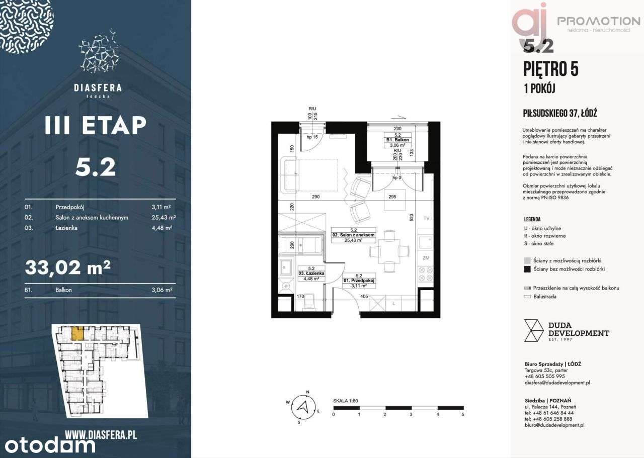 Na sprzedaż kawalerka Diasfera Łódzka III-7