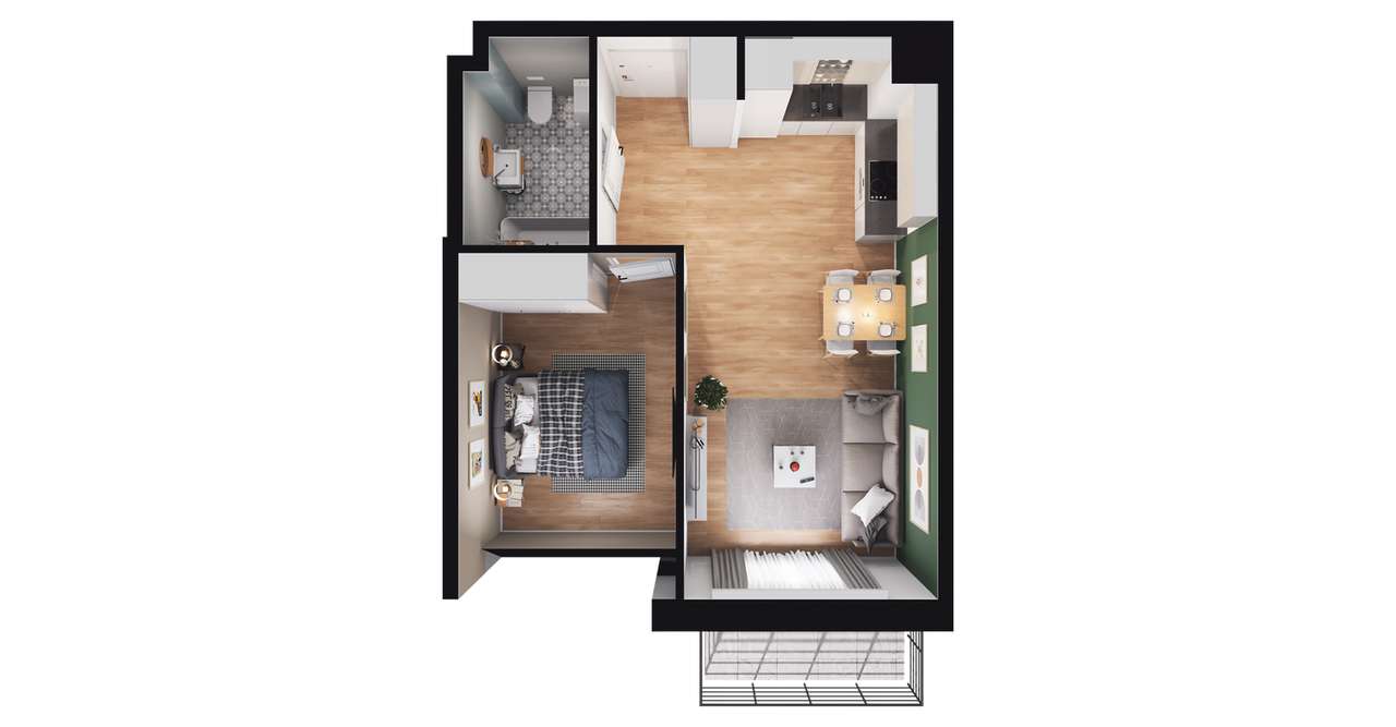 2-pokojowe mieszkanie 38m2 + balkon Bez Prowizji - Pełny obrazek: 2/8