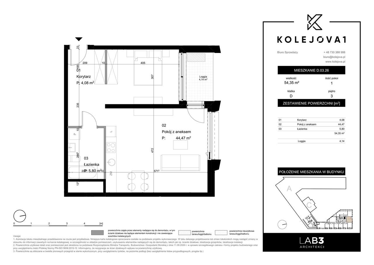 Kolejova 1 | mieszkanie 2-pok. | D.03.26 - Pełny obrazek: 2/7