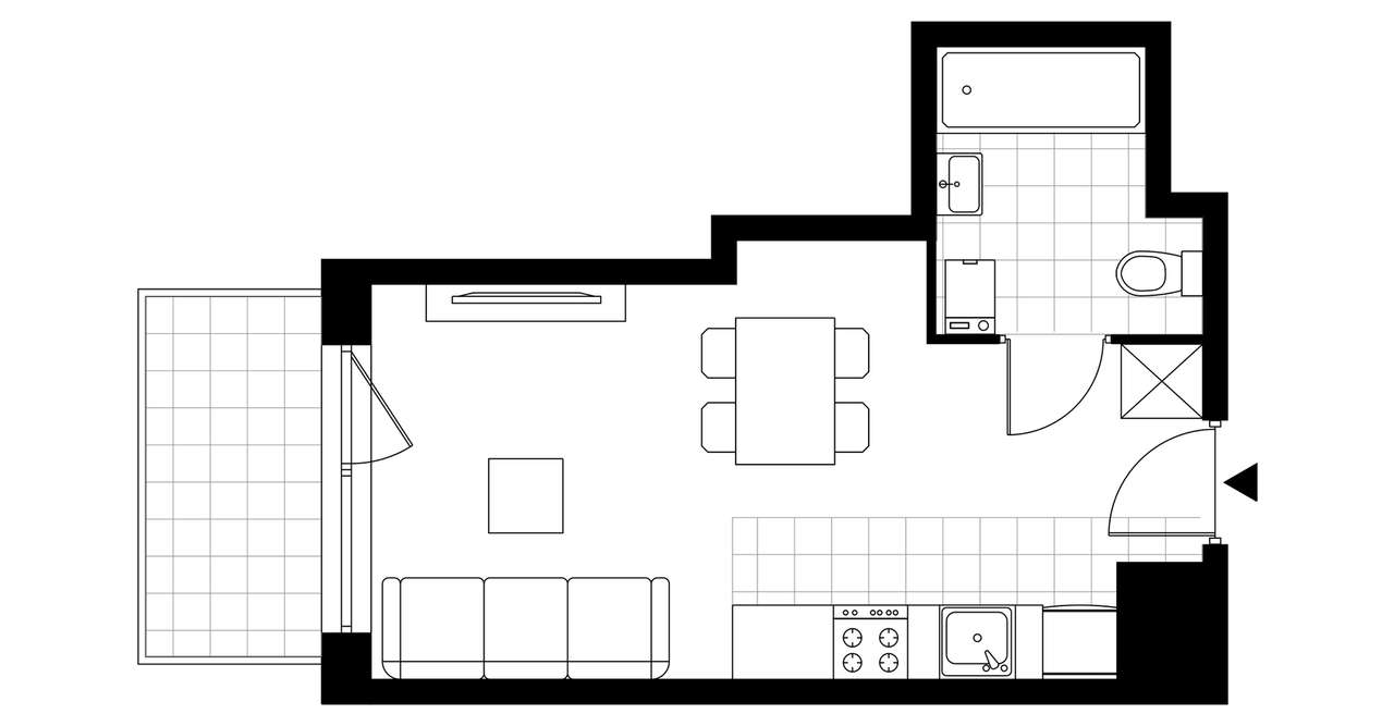 1-pokojowe mieszkanie 25m2 + balkon - Pełny obrazek: 3/8