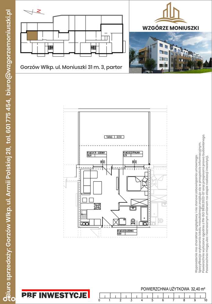 Mieszkanie 2-pokojowe z tarasem, Moniuszki 31M3 - Pełny obrazek: 2/7
