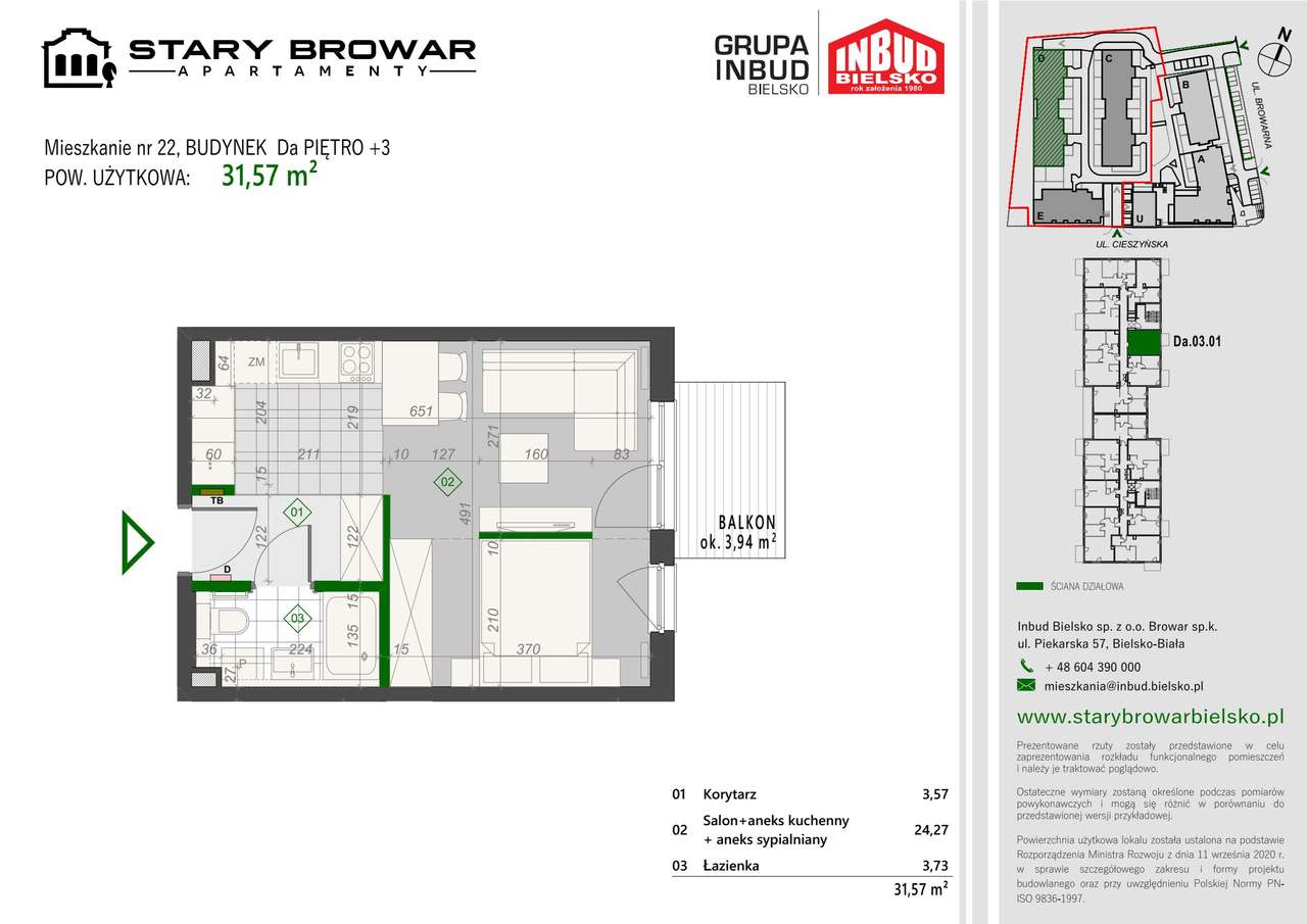 Stary Browar | mieszkanie 1-pok. | D_22 - Pełny obrazek: 2/7