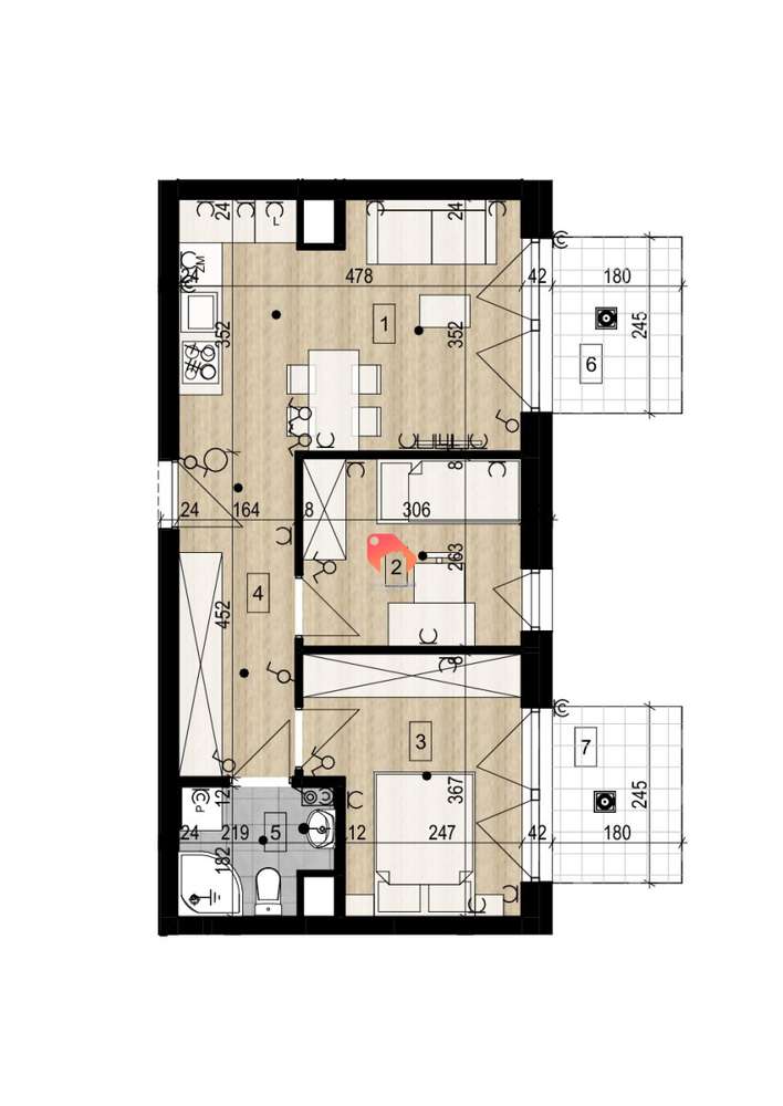 44,7m2 3 Pokoje deweloperskie Bez Pcc I Prowizji - Pełny obrazek: 3/5