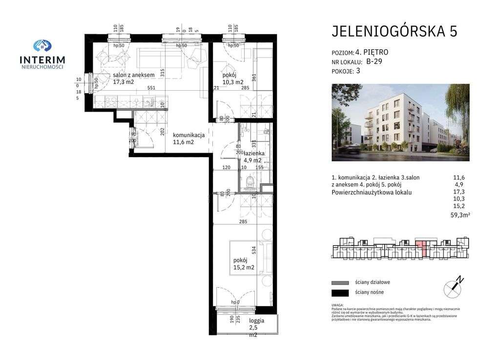 Mieszkanie 3-pokojowe | 59,3 m² | Poznań-1
