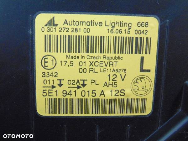 Lampa przednia przód lewa kierowcy xenon ksenon 5E1941015A Skoda Octavia 3 III 12-16r EUROPA - 2