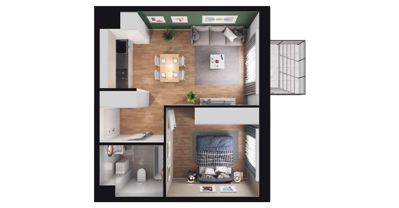 2-pokojowe mieszkanie 36m2 + balkon Bez Prowizji - Pełny obrazek: 2/8