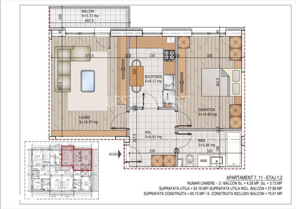 2 Camere Zona Linistita -Acces rapid STB