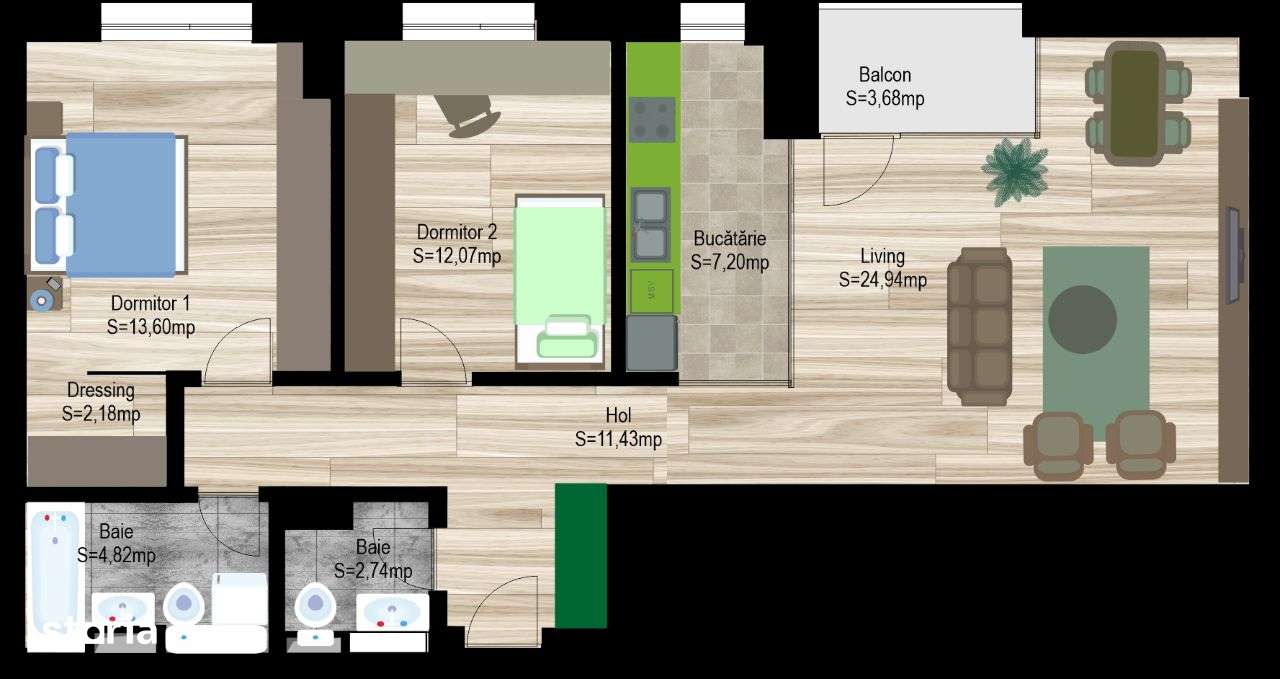 Apartament modern 3 camere A20 - Complex Avanera - Imagine principală: 3/8