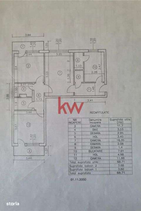 Apartament cu 3 camere in Podu Ros, Rond, et.1-7