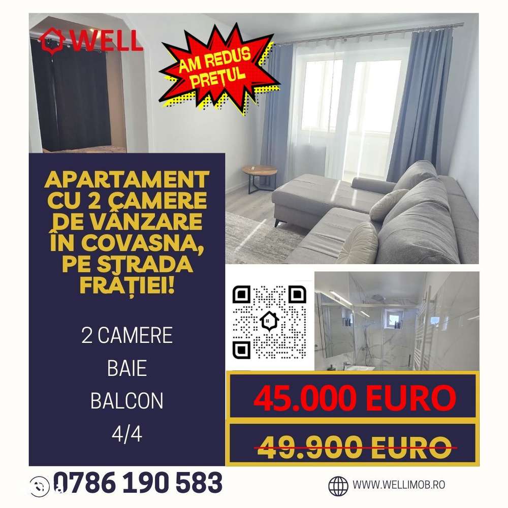 Apartament cu 2 camere de vânzare în Covasna, pe strada Frăției! - Imagine principală: 1/10