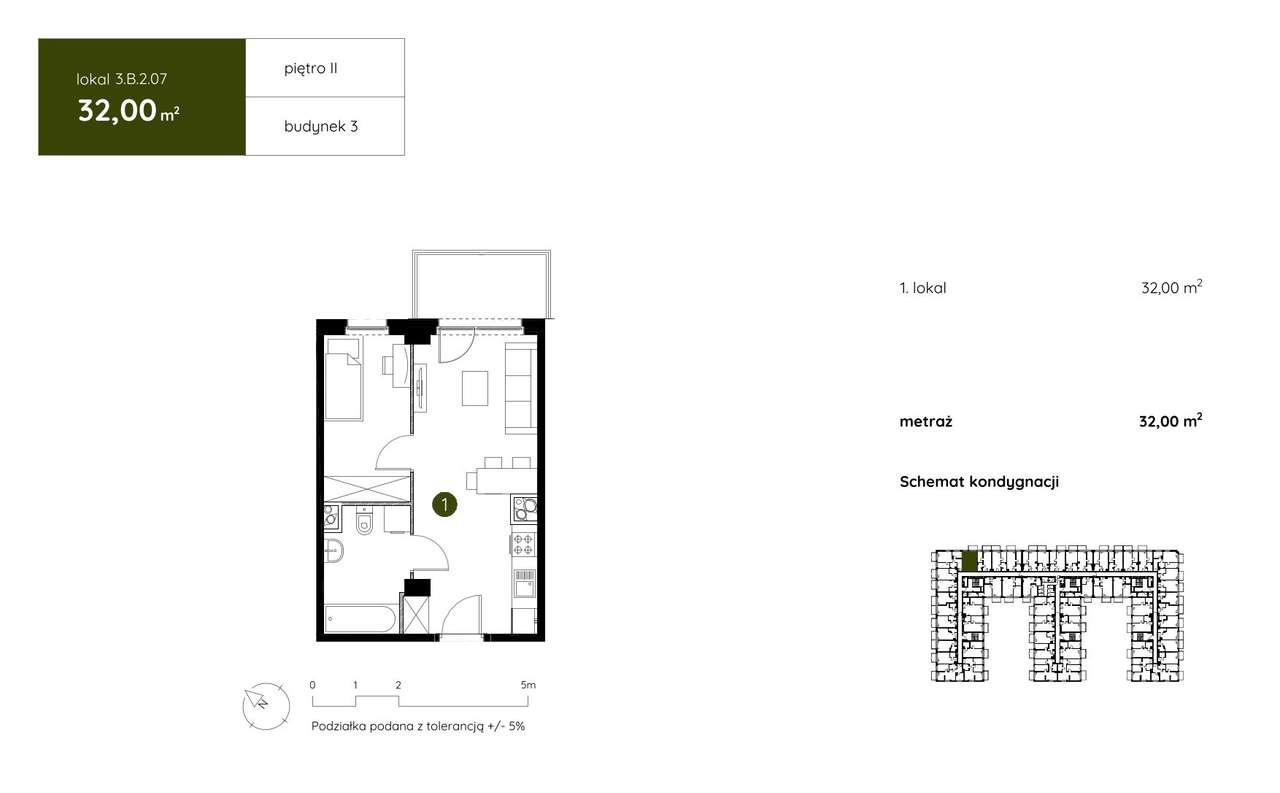 32 m2 Gdańsk Centrum - 2 pokoje - 2 piętro - eks. południowo-wschodnia-4