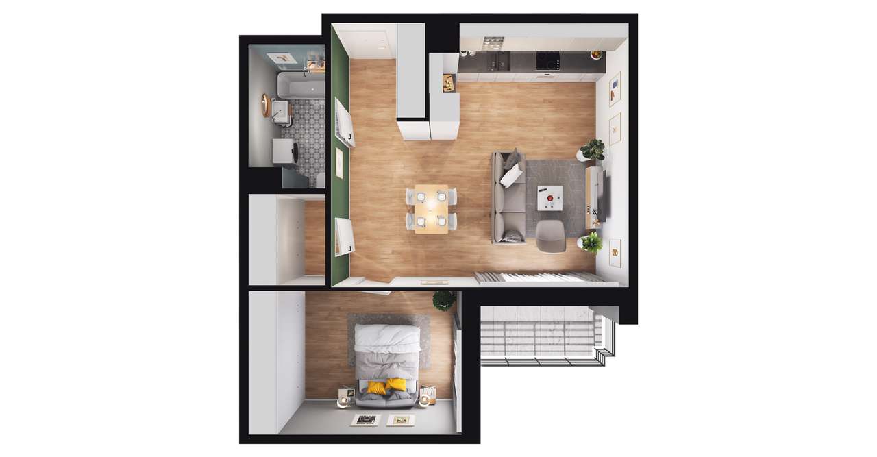 2-pokojowe mieszkanie 54m2 + balkon Bez Prowizji - Pełny obrazek: 2/6