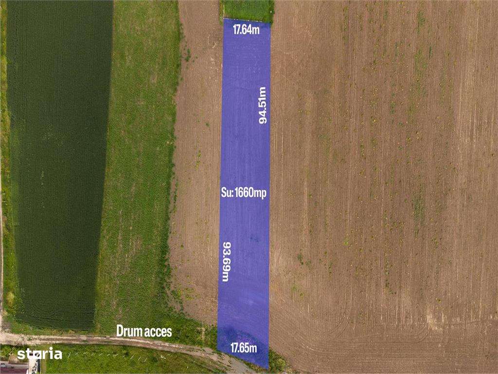 BUFTEA - FLAMANZENI,TEREN INTRAVILAN 1660 MP,DESCHIDERE 17 M,ASFALT 70 - Imagine principală: 2/5