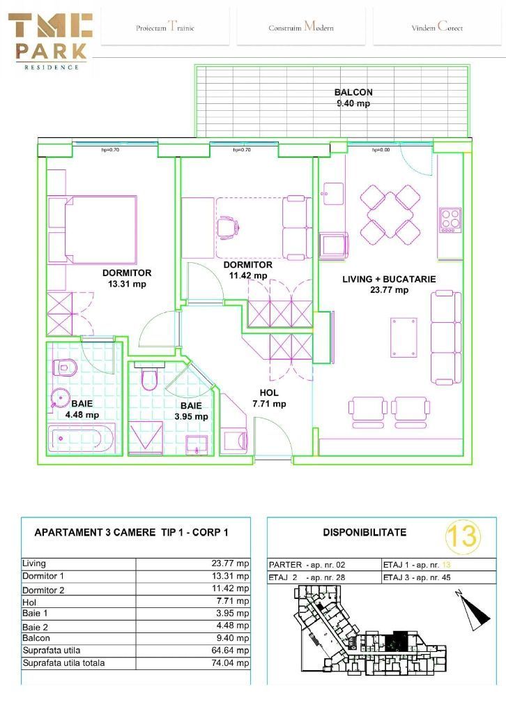 Apartament in stadiul de proiect de 3 camere ,zona Metalurgiei