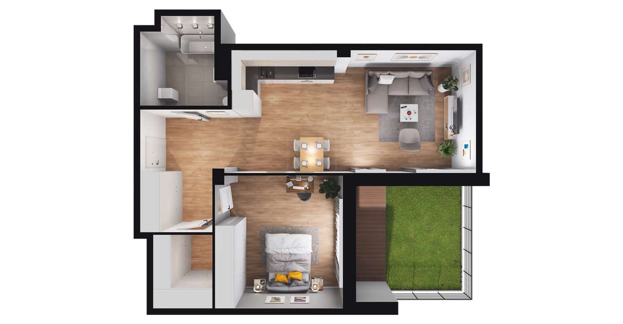 2-pokojowe mieszkanie 64m2 + ogródek - Pełny obrazek: 3/9