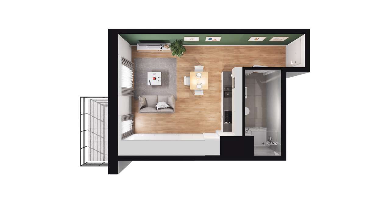 1-pokojowe mieszkanie 29m2 + balkon Bez Prowizji - Pełny obrazek: 2/8