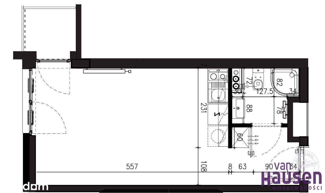Mieszkanie, 24,69 m², Poznań
