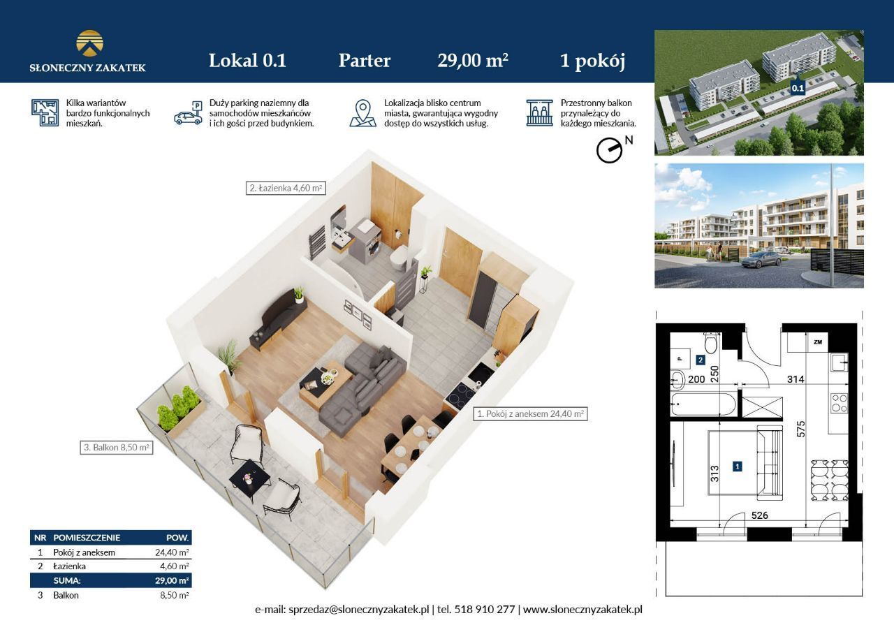 Mieszkanie | Apartament 29 m² | Centrum | Windy