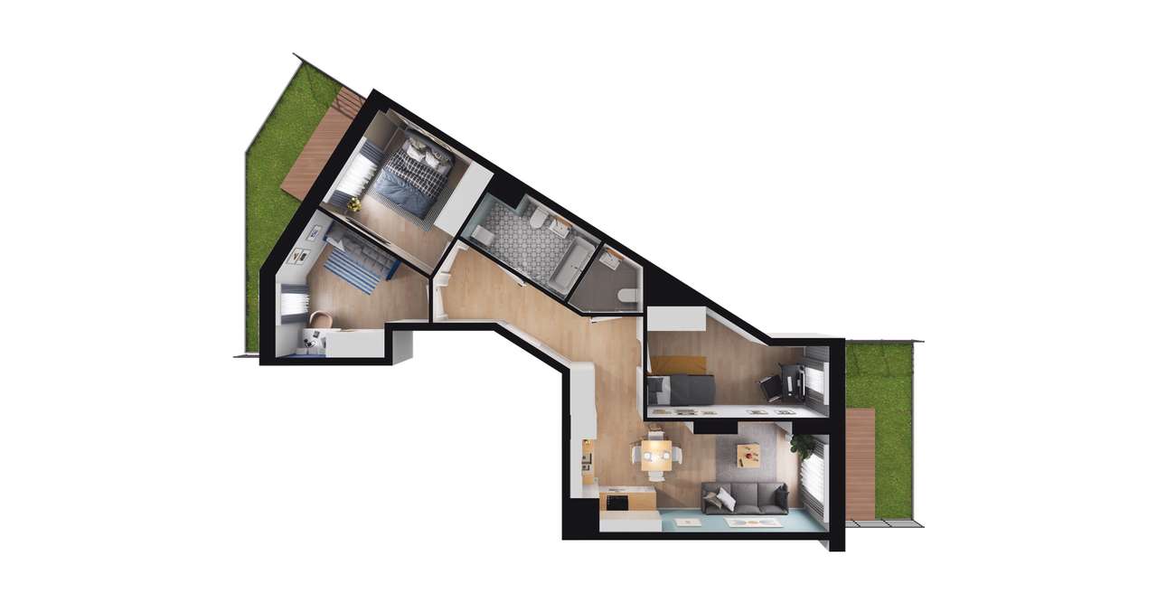 4-pokojowe mieszkanie 59m2 + ogródek Bez Prowizji - Pełny obrazek: 2/8