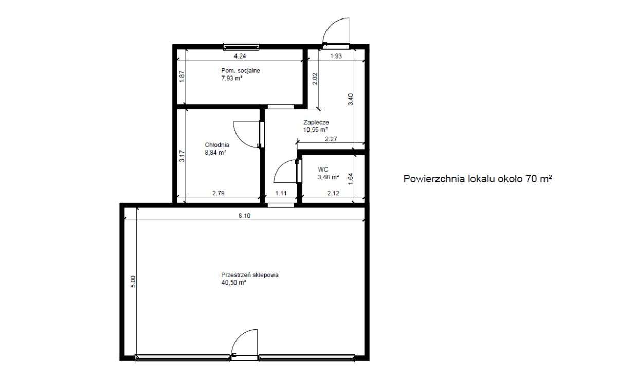 Lokal użytkowy o pow. 70m/2 w centrum - Pełny obrazek: 5/5