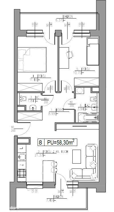 Mieszkanie 3-pokoje 58,30m2 w nowym bloku-1