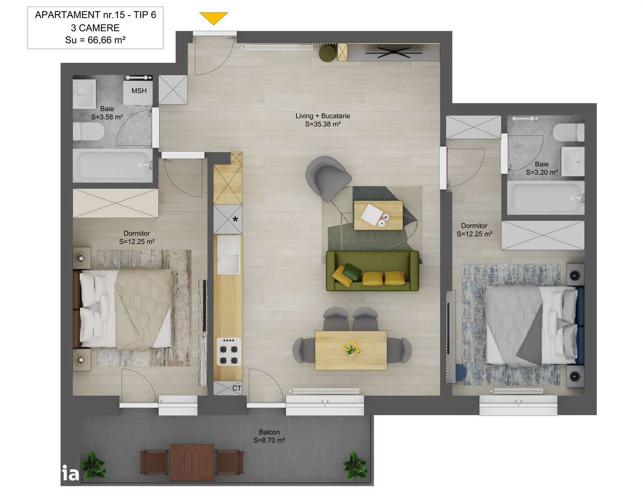 3 Camere | Living Uriaș 35 mp  Bloc Finalizat Intabulat  Doamna Stanca-15