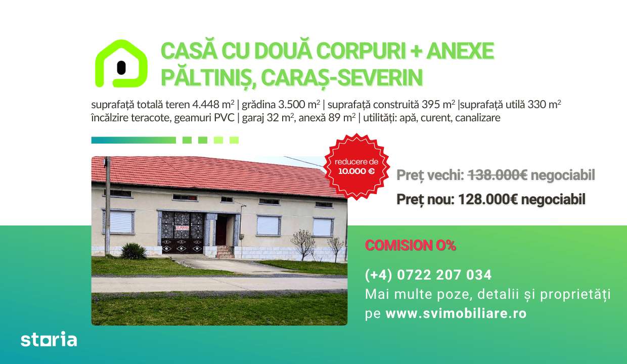 Comision 0 - Casa cu 2 corpuri in Paltinis - Imagine principală: 1/17