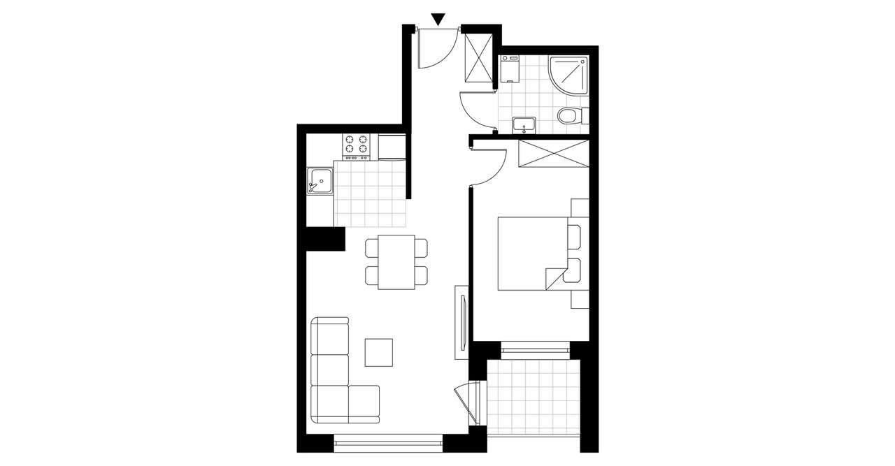 2-pokojowe mieszkanie 39m2 + loggia - Pełny obrazek: 3/8