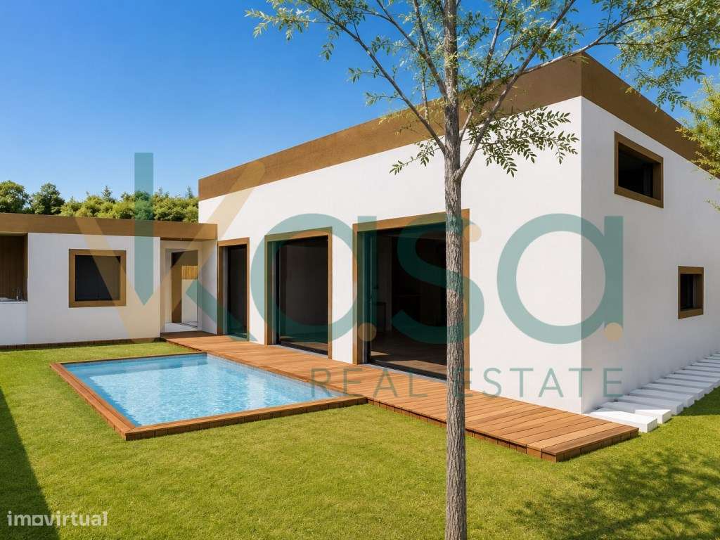 Moradia T4 térrea contemporânea com piscina e garagem-5