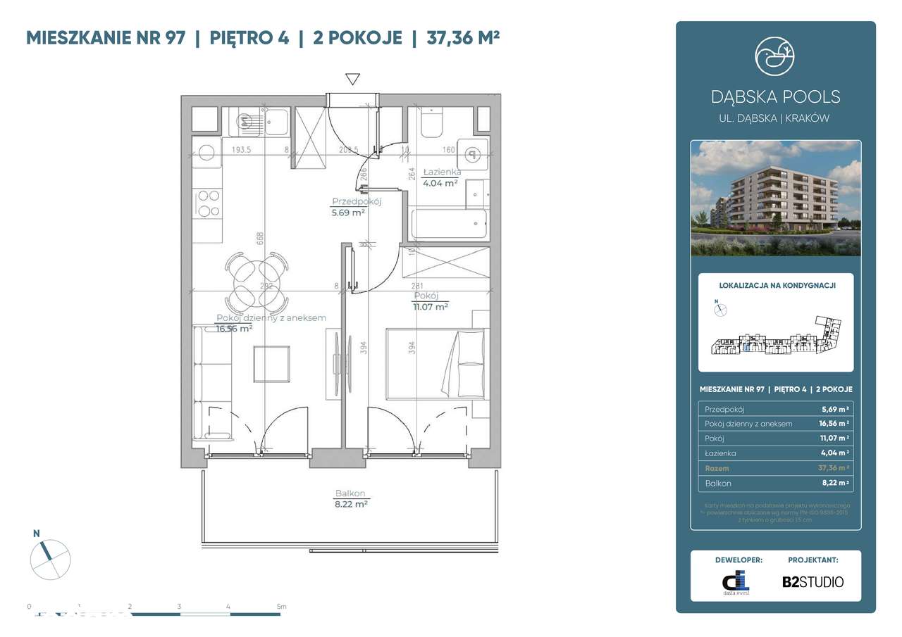 Dąbska Pools | mieszkanie 2-pok. | 97 - Pełny obrazek: 2/9