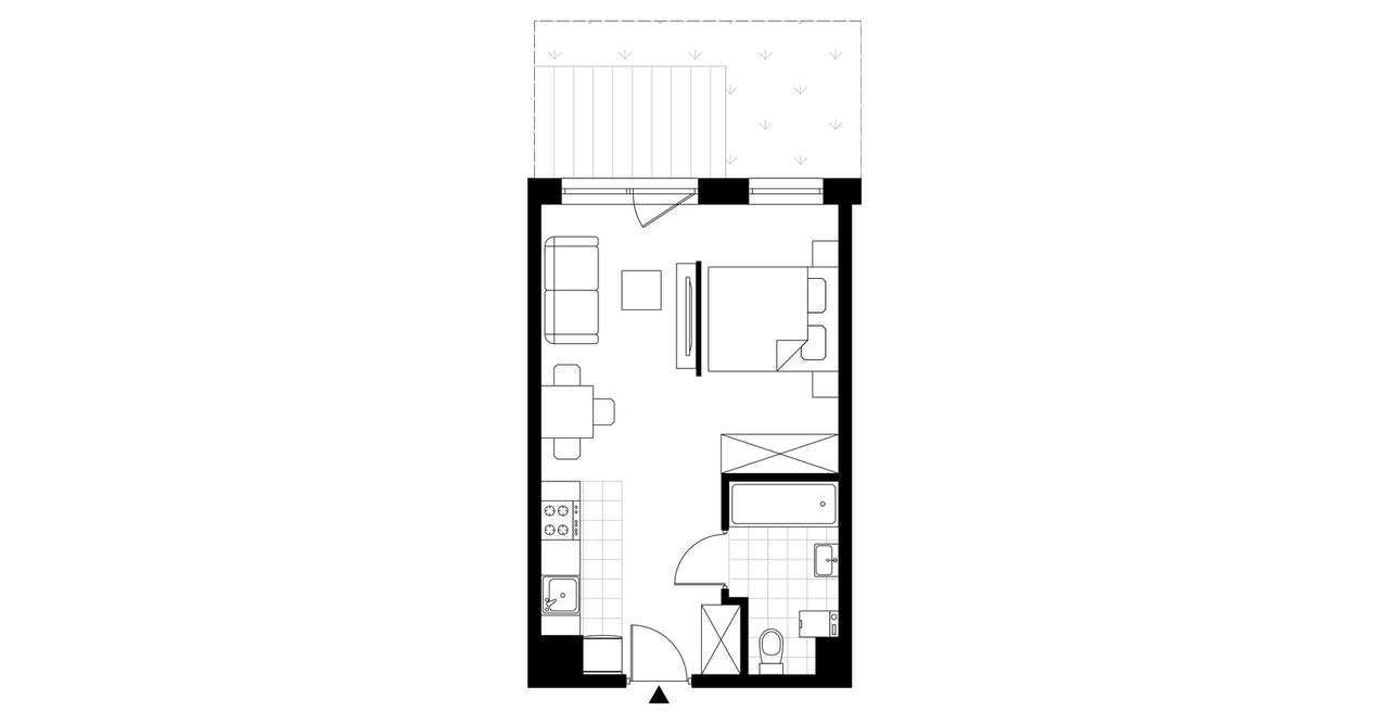 1-pokojowe mieszkanie 32m2 + ogródek - Pełny obrazek: 2/7