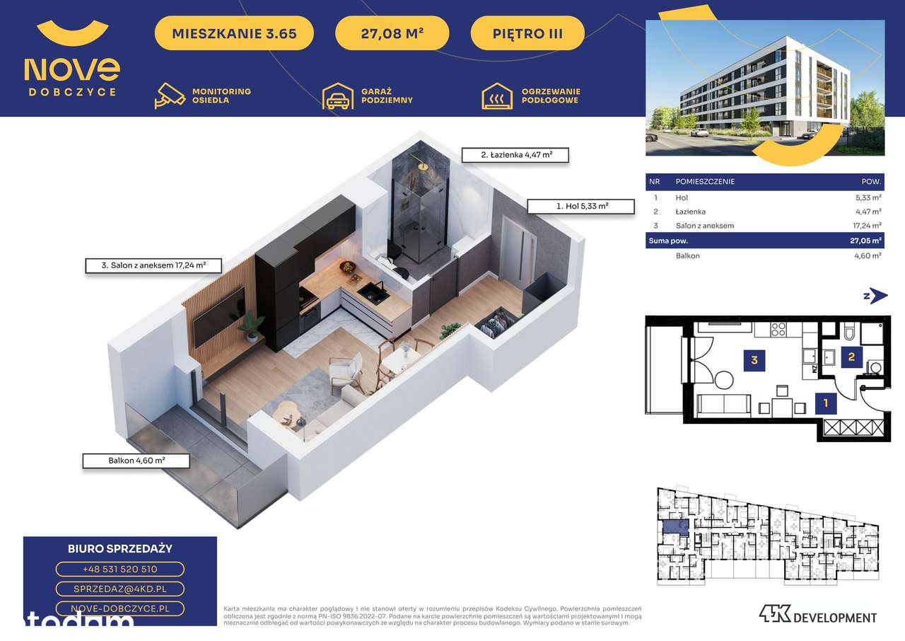Nove Dobczyce | mieszkanie 1-pok. | 65 - Pełny obrazek: 2/7