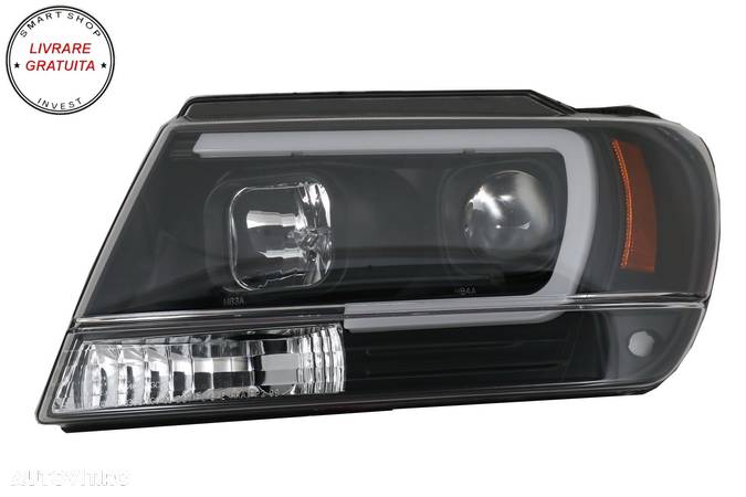 Faruri LED Jeep Grand Cherokee (1999-2004) Tube Light Negru- livrare gratuita - 3