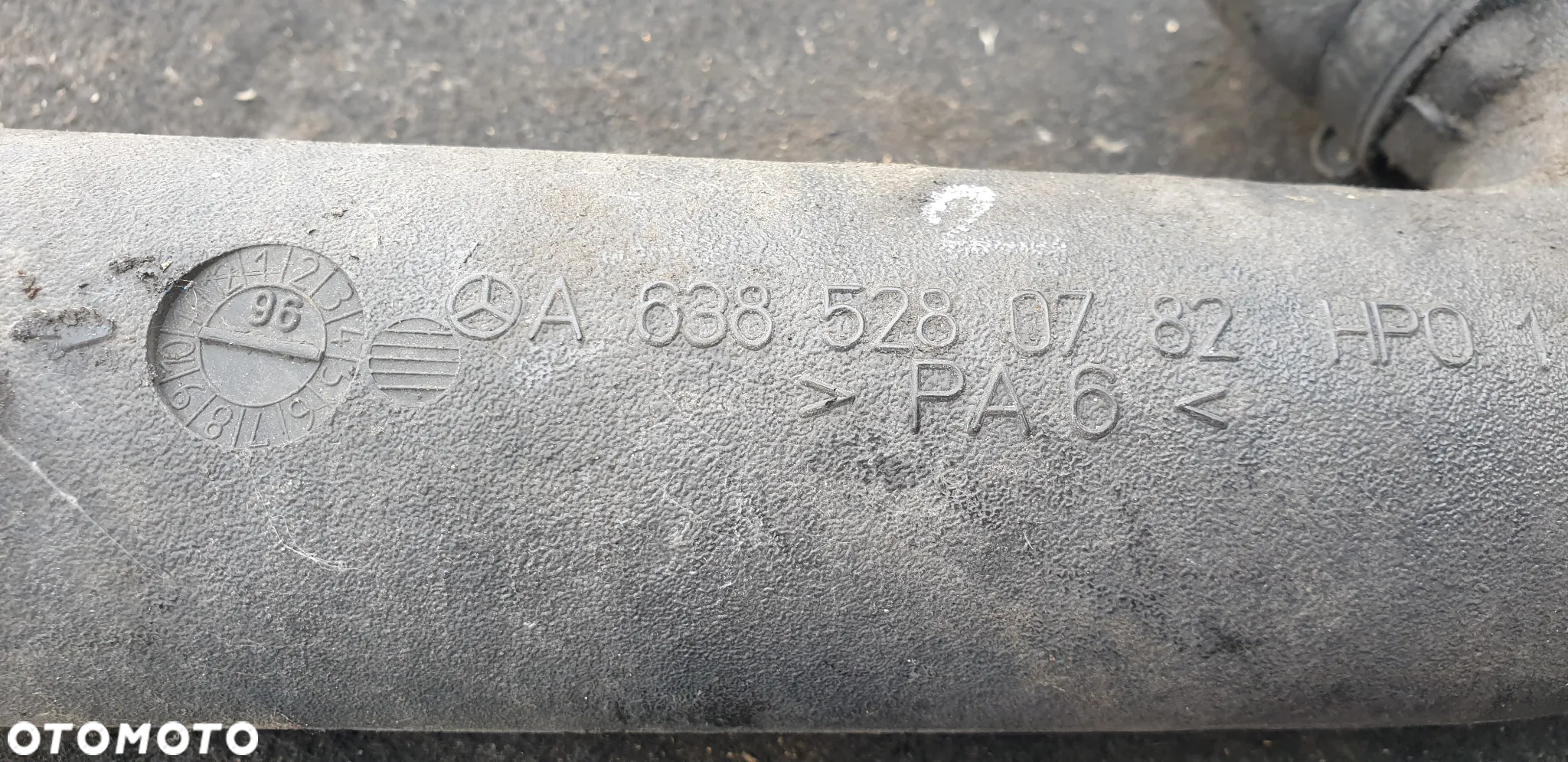 mercedes w638 rura waz przewód dolot powietrza intercoolera a6385280782 - 2