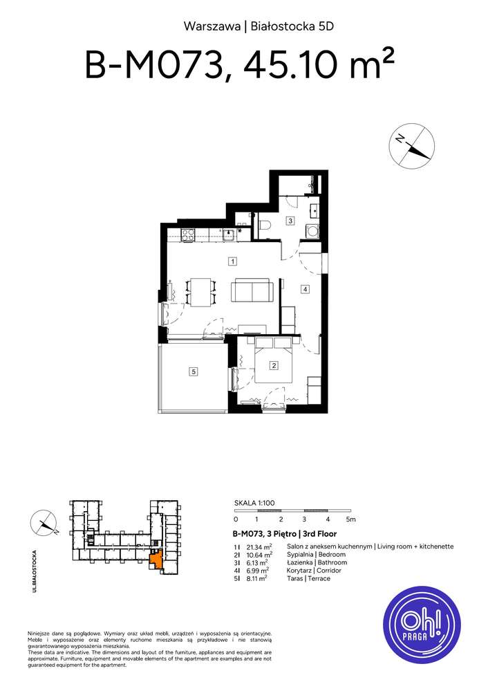 2-pokojowe mieszkanie 45m2 + taras Bezpośrednio - Pełny obrazek: 2/9