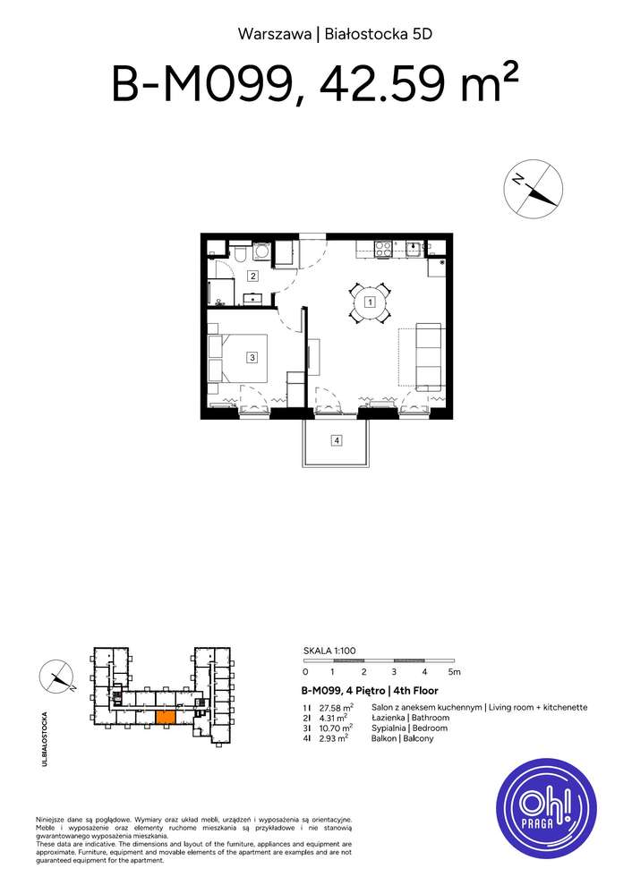 2-pokojowe mieszkanie 42m2 + balkon Bez Prowizji - Pełny obrazek: 2/9