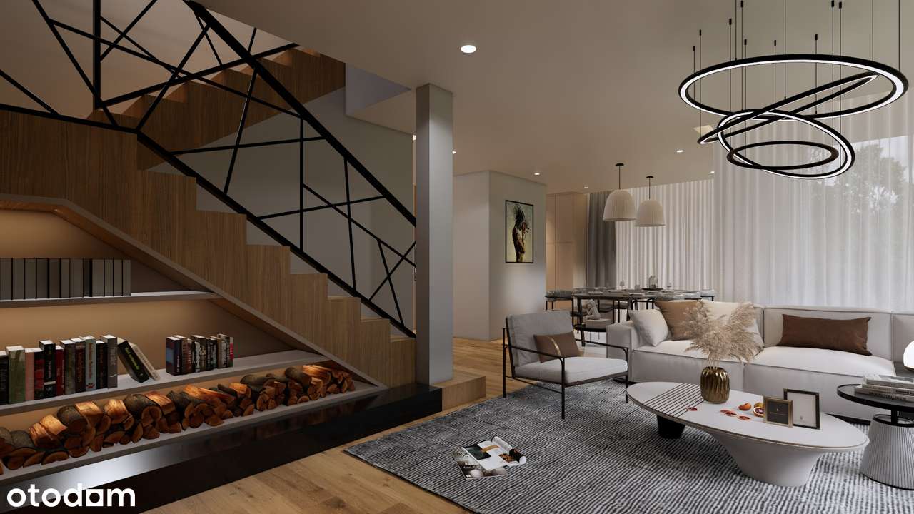 Duży bliźniak łączony 2-stan. garażem, niedaleko szkoła oraz trasy S7-13