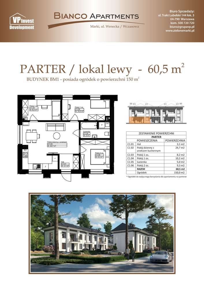 4-pokojowe mieszkanie 60m2 + ogródek Bez Prowizji - Pełny obrazek: 2/7