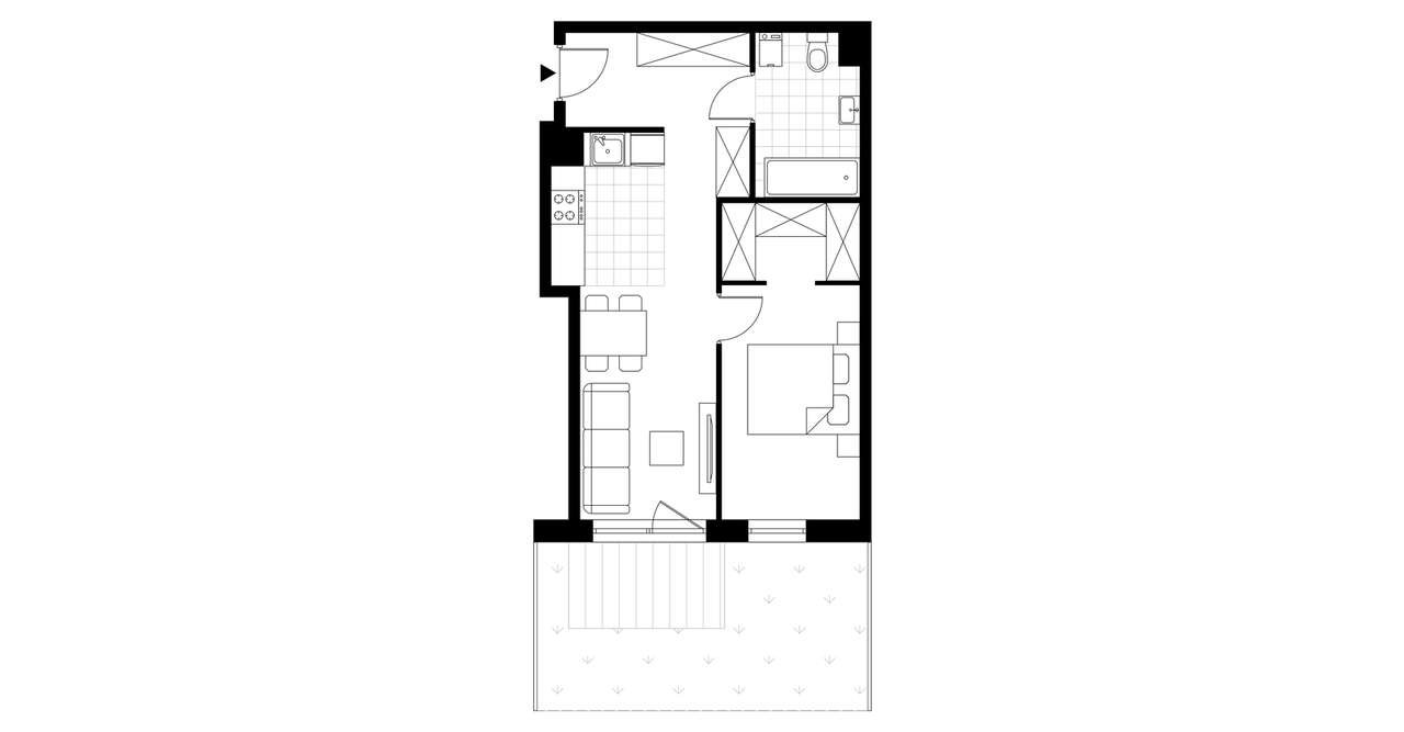 2-pokojowe mieszkanie 41m2 + ogródek - Pełny obrazek: 3/8