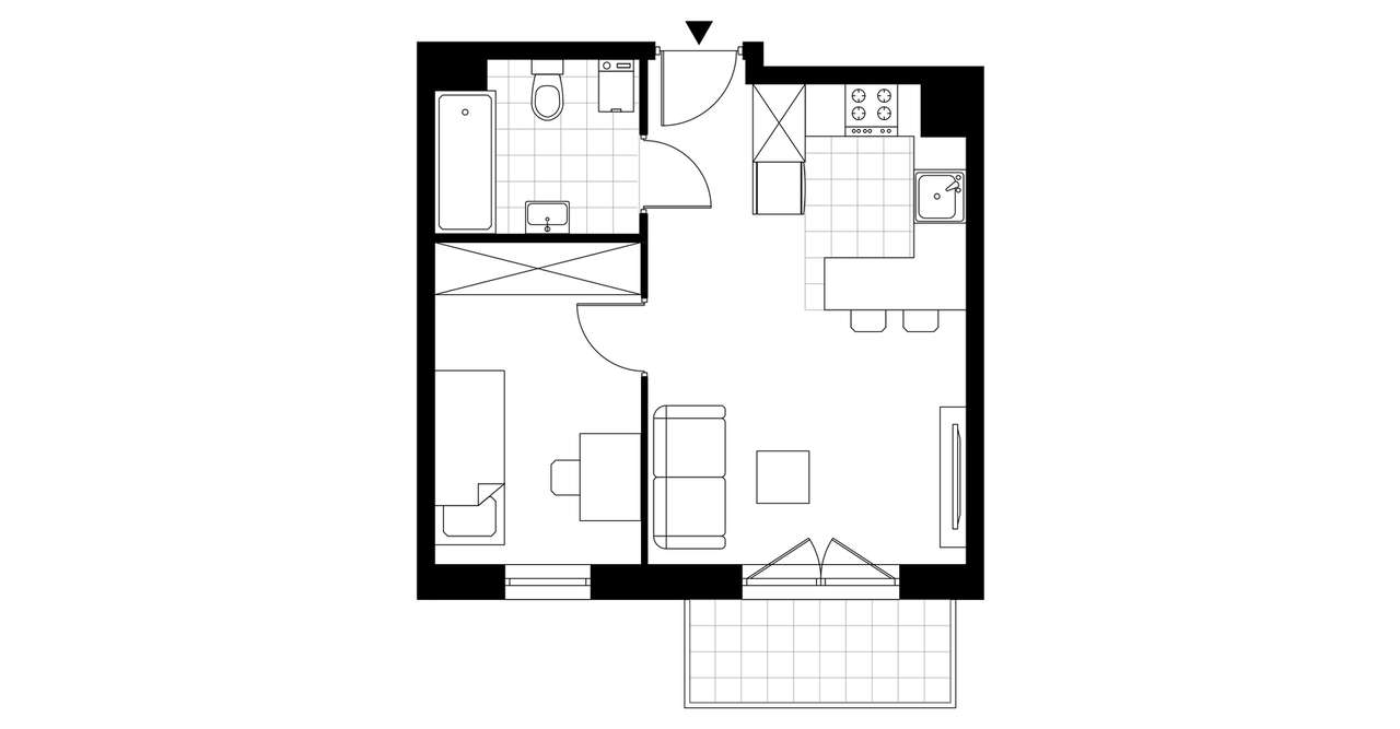 2-pokojowe mieszkanie 33m2 + balkon Bezpośrednio - Pełny obrazek: 3/8