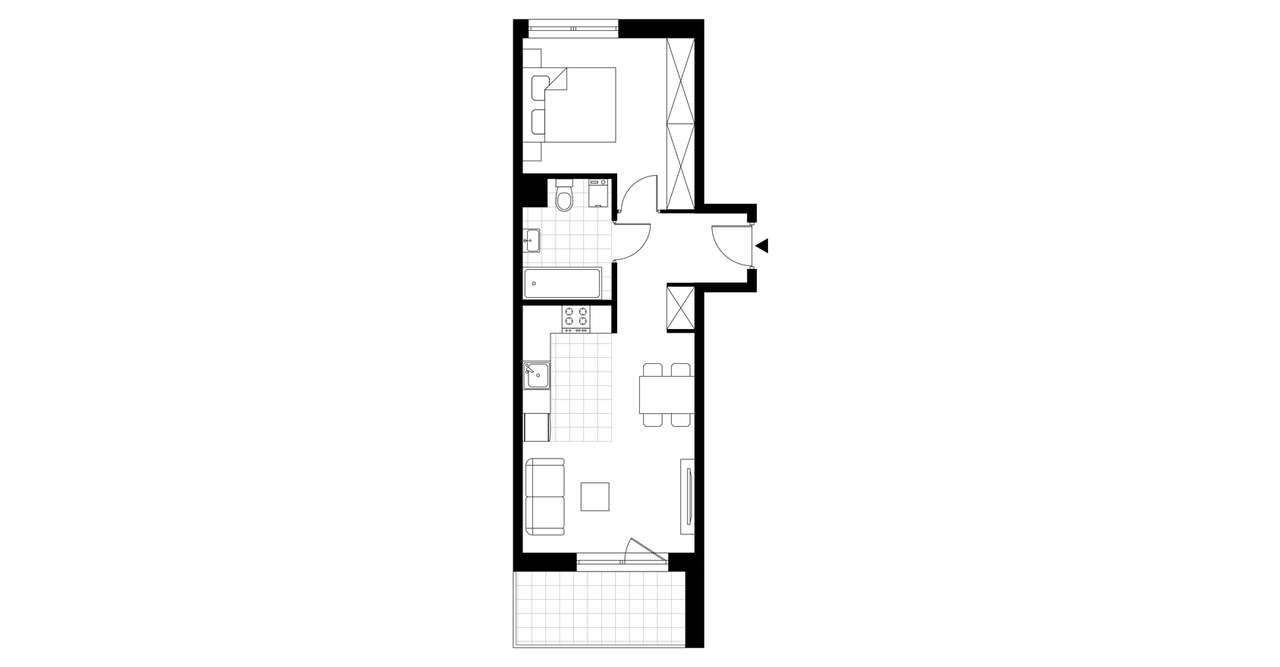 2-pokojowe mieszkanie 39m2 + loggia Bezpośrednio - Pełny obrazek: 3/6
