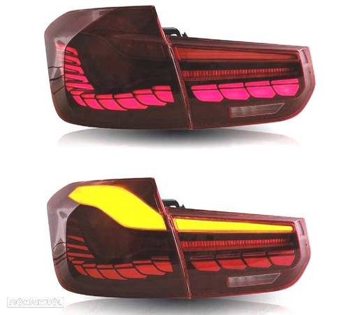 FAROLINS FULL LED PARA BMW SERIE 3 F30 13-18 LIGHT BAR OLED VERMELHO - 2