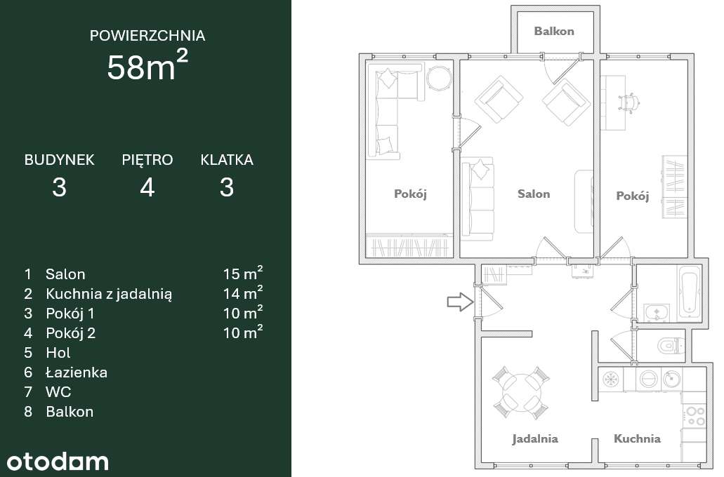 BARDZO ATRAKCYJNE MIESZKANIE 58 m² - BEZ PROWIZJI - Pełny obrazek: 2/12