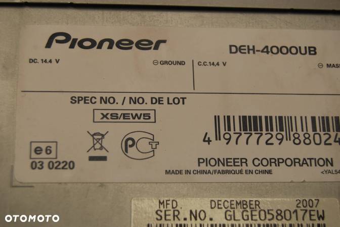 RADIO  SAMOCHODOWE PIONEER DEH-4000UB USB CD - 3