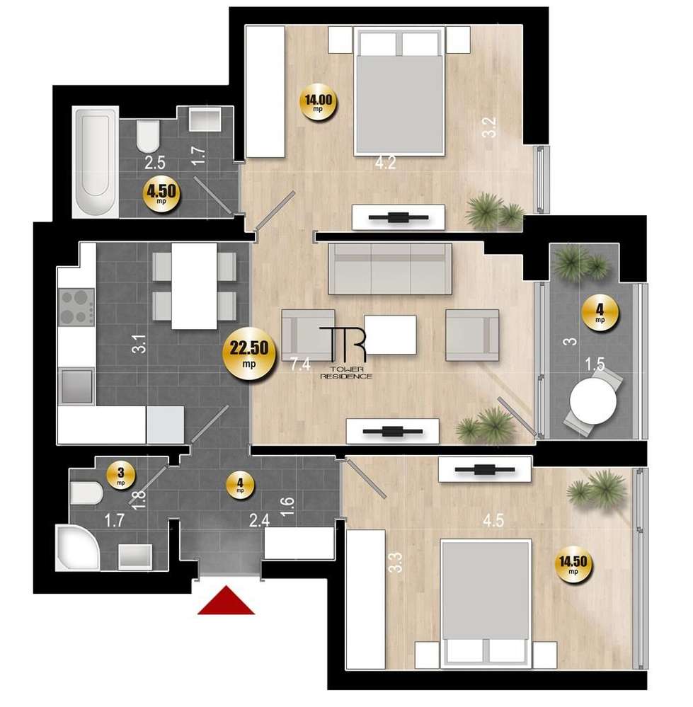 Apartament 3 Camere Incalzire in Pardoseala Ansamblu Nou Rahova - Imagine principală: 4/16