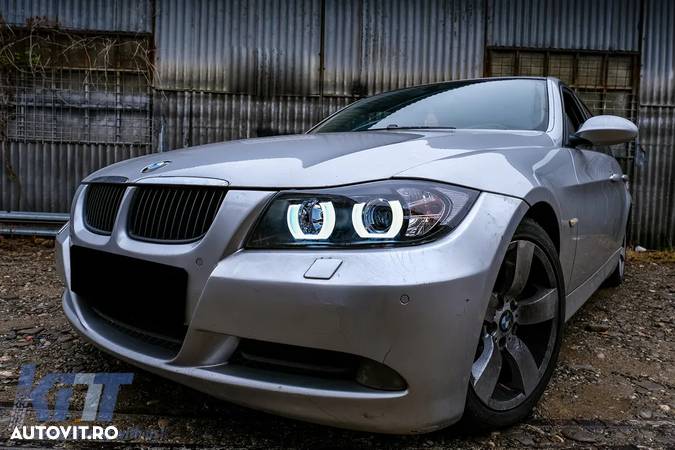 Faruri Halogen U-Led 3D BMW Seria 3 E90 Limuzina E91 Touring (03.2005-08.2008) LHD Negru - 6