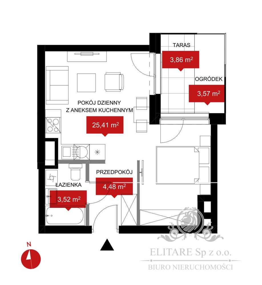 Mieszkanie 33,41m2 z możliwością wydzielnia sypial - Pełny obrazek: 5/19